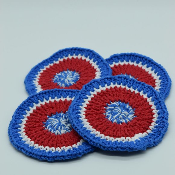 Handcrafted Independence Day Crochet Coasters Set of Four - Picture 3 of 5